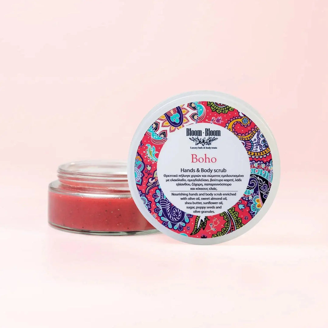 Peeling Σώματος Boho με Ζάχαρη, Κόκκους Ελιάς & Παπαρουνόσπορο | 200gr