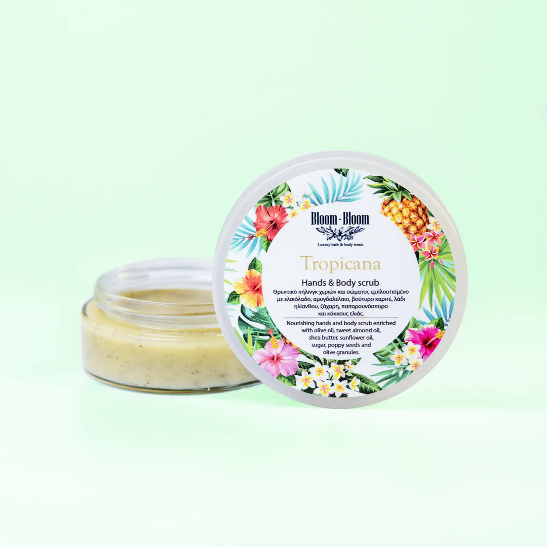 Peeling Σώματος Tropicana με Ζάχαρη, Κόκκους Ελιάς & Παπαρουνόσπορο | 200gr