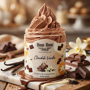 Bloom-Bloom Chocolate-Vanilla creamy & moisturizing body wash with shea butter, 250gr. Rich chocolate scent.