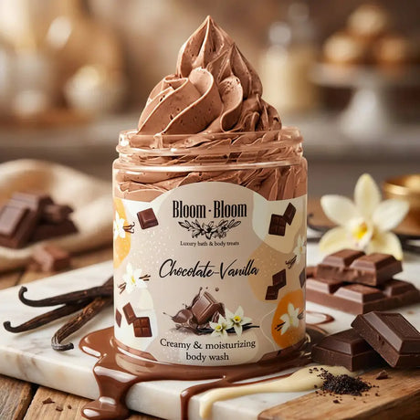 Bloom-Bloom Chocolate-Vanilla creamy & moisturizing body wash with shea butter, 250gr. Rich chocolate scent.