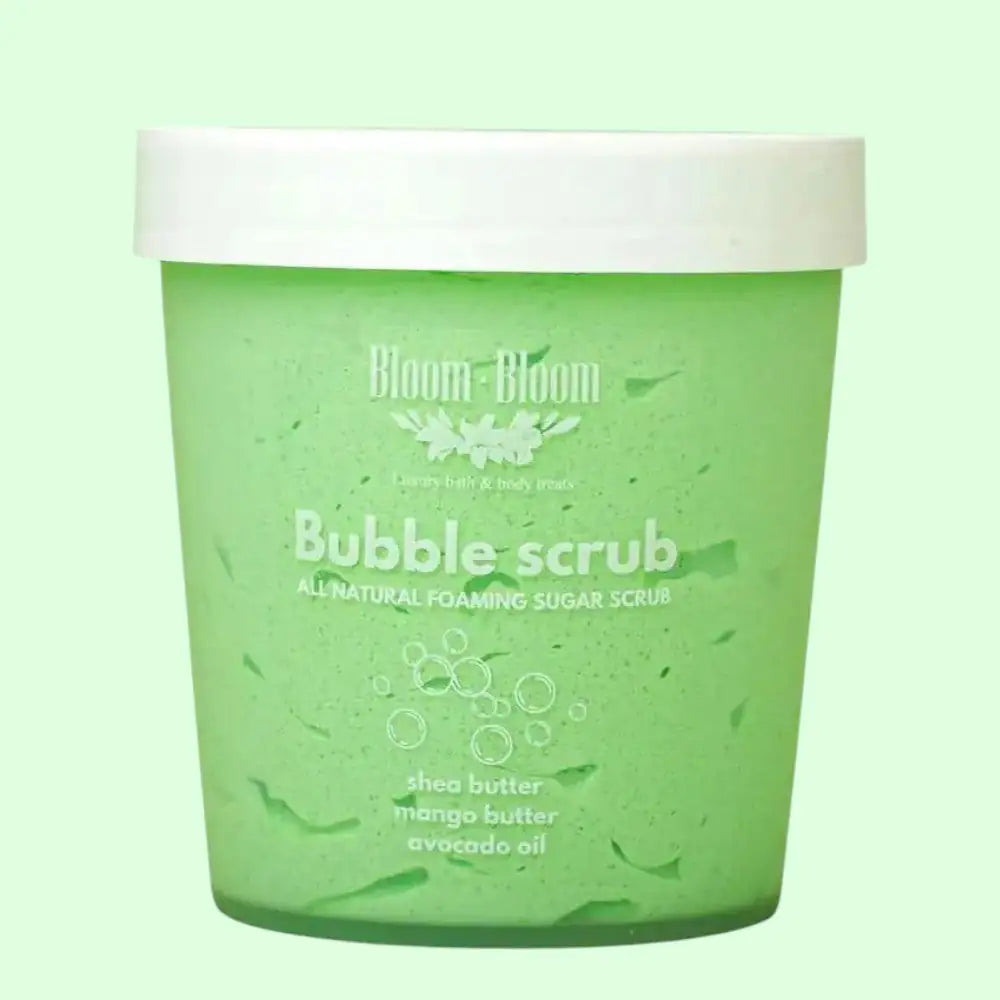 Bloom-Bloom Luxury Bath & Body treats Bubble Scrub Grape foaming sugar scrub with mango butter, shea butter, avocado oil.