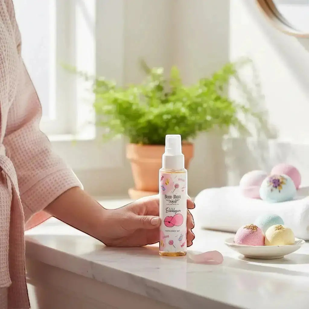Bloom-Bloom Luxury Bath & Body treats Bubblegum Hair & Body Mist with Panthenol & Aloe Vera, 100ml bottle