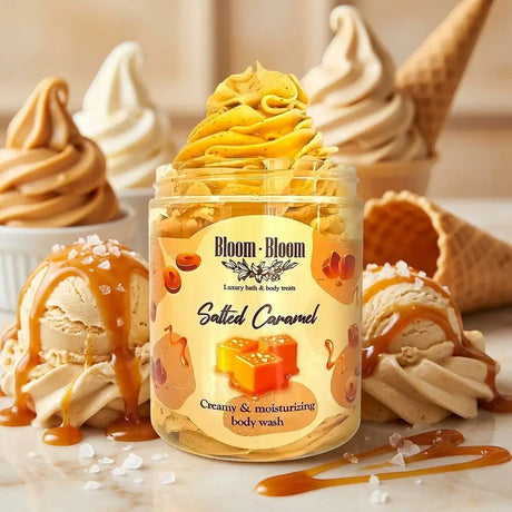 Bloom-Bloom Salted Caramel creamy & moisturizing body wash with shea butter, 250gr. Rich lather, long-lasting softness.