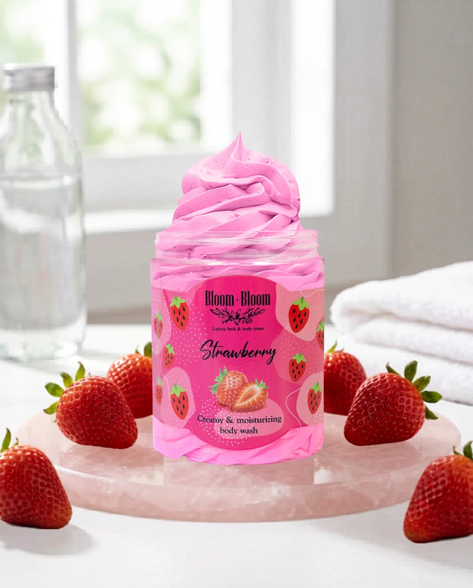 Σαπουνοπαγωτό Strawberry Κρεμώδες Αφρόλουτρο με Βούτυρο Καριτέ | 250gr