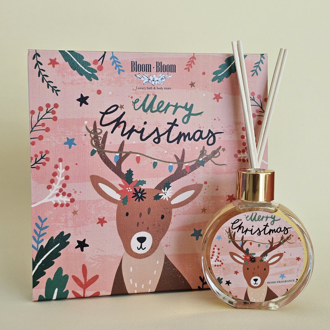 Pink cute deer Xmas gift box